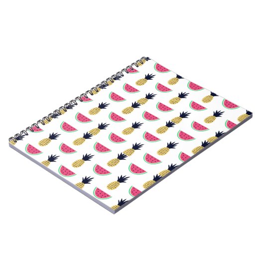Niedliches Ananas-u. Wassermelone-Gekritzel-Muster Notizblock (Linke Seite)
