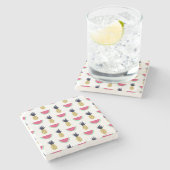 Niedliches Ananas-u. Wassermelone-Gekritzel-Muster Steinuntersetzer (Seitenansicht)