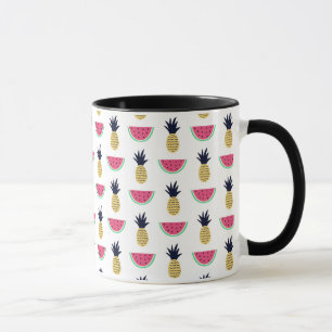 Niedliches Ananas-u. Wassermelone-Gekritzel-Muster Tasse