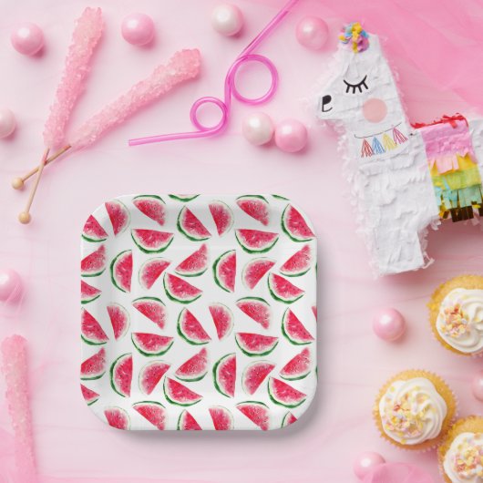 Niedliches Ananas- und Wassermelonmuster Pappteller (Party)