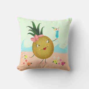 Niedliches Ananas-Zeichen am Strand Kissen