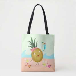 Niedliches Ananas-Zeichen am Strand Tasche
