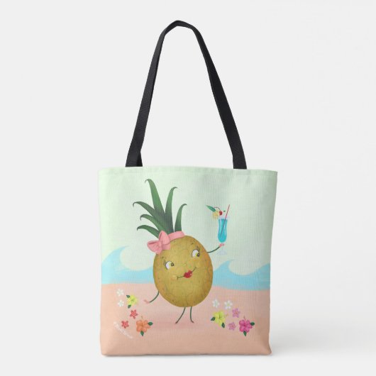 Niedliches Ananas-Zeichen am Strand Tasche (Rückseite)