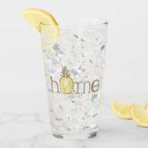 Niedliches Ananas-Zuhause-Aquarellglas