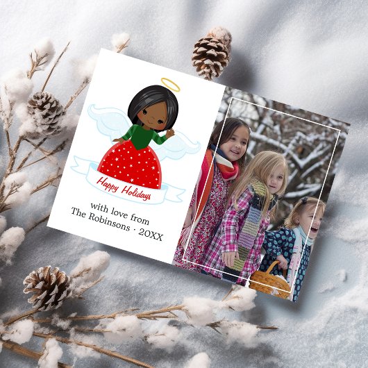 Niedliches Angel-Foto Feiertagskarte