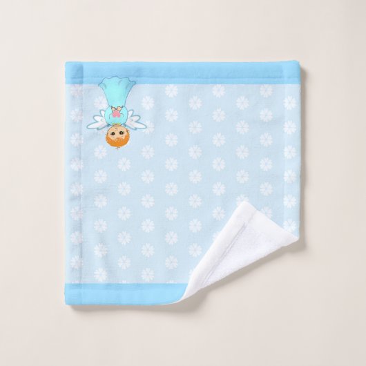 Niedliches Angel- und Blume-Muster auf Light Blue Badhandtuch Set (Waschlappen)