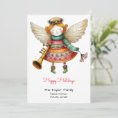 Niedliches Angel Whimsical Illustration Happy Feiertagskarte (Stehend Vorderseite)