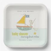 Niedliches Angeln Teddy Bear Star Sailboat Babydus Pappteller (Vorderseite)