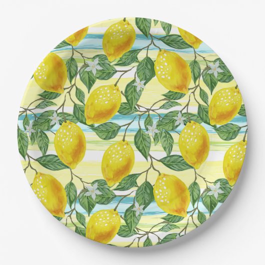 Niedliches Angesagtes tropisches Sommerlemon Pappteller (Vorderseite)
