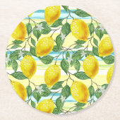 Niedliches Angesagtes tropisches Sommerlemon Runder Pappuntersetzer (Vorderseite)