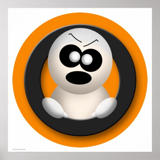 Niedliches Angry Ghost Orange Halloween Poster (Vorne)