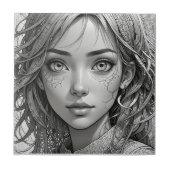 Niedliches Animateurportrait Fliese (Vorderseite)