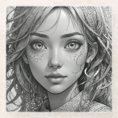 Niedliches Animateurportrait Glasuntersetzer (Vorderseite)