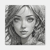 Niedliches Animateurportrait Magnet (Vorne)