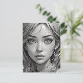 Niedliches Animateurportrait Postkarte (Stehend Vorderseite)