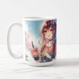 Niedliches Anime Girl Holen eines Boba Tees Kaffeetasse