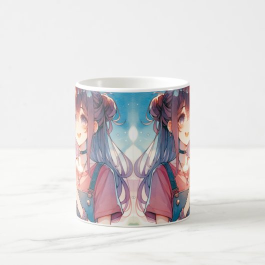 Niedliches Anime Girl Holen eines Boba Tees Kaffeetasse (Mittel)