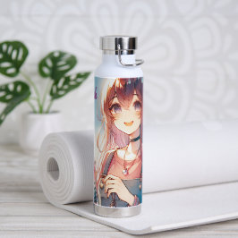 Niedliches Anime Girl Holen eines Boba Tees Trinkflasche