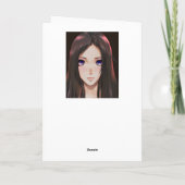 Niedliches Anime-Girl mit braunem Haar und blauen  Karte (Rückseite)