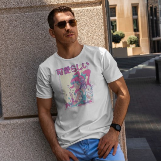 Niedliches Anime-Girl mit Plushie-Spielzeug T-Shirt