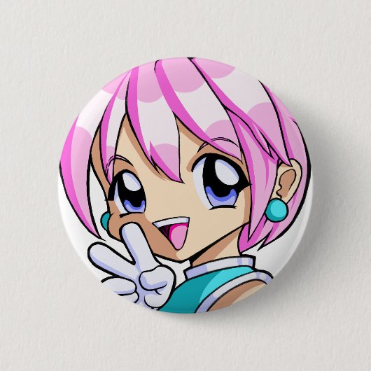 Niedliches Anime-Mädchen Button (Vorderseite)