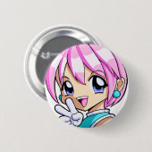 Niedliches Anime-Mädchen Button (Vorne & Hinten)