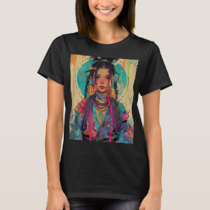 Niedliches Anime Mädchen in einem Kimono. T-Shirt