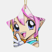 Niedliches Anime-Mädchen Keramik Ornament (Links)