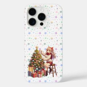 Niedliches Anime-Mädchen schneidet den Baum iPhone 16 Pro Hülle