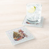 Niedliches Anime-Mädchen schneidet den Baum Glasuntersetzer (Schrägansicht)