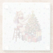 Niedliches Anime-Mädchen schneidet den Baum Glasuntersetzer (Rückseite)