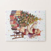 Niedliches Anime-Mädchen schneidet den Baum Puzzle (Horizontal)