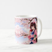 Niedliches Anime-Mädchen unter einem Kirschblossom Kaffeetasse (VorderseiteRechts)