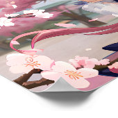 Niedliches Anime-Mädchen unter einem Kirschblossom Poster (Ecke)