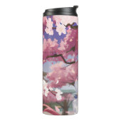 Niedliches Anime-Mädchen unter einem Kirschblossom Thermosbecher (Nach links gedreht)