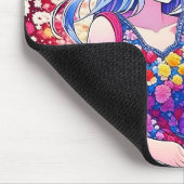 Niedliches Anime-Paar, Blume und Herz Mousepad (Ecke)