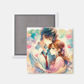 Niedliches Anime-Paar in Liebe Magnet (Vorderseite/Rückseite)