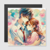 Niedliches Anime-Paar in Liebe Magnetkarte (Vorne/Hinten)