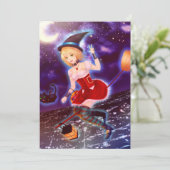 Niedliches Animehexemädchen mit Einladung (Stehend Vorderseite)