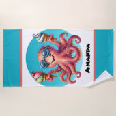 Niedliches, anpassbares Oktopuseis Strandtuch (Vorderseite)