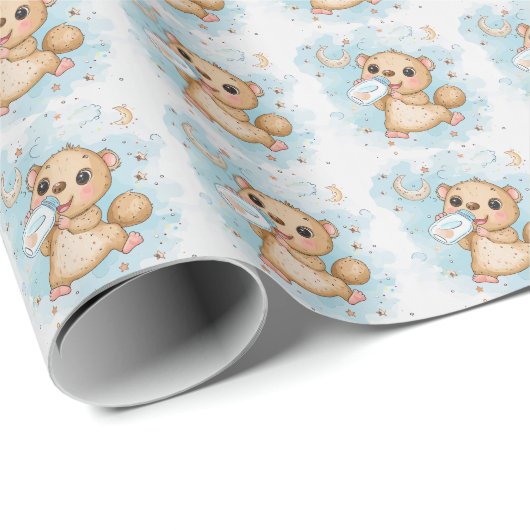 Niedliches Anteater Baby Pastell Wasserfarben Must Geschenkpapier (Rolleneckpunkt)