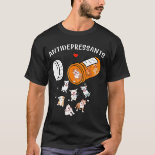 Niedliches Antidepressivum mit Pitbuli Hund - neu T-Shirt
