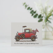Niedliches antikes Auto Einladung (Stehend Vorderseite)