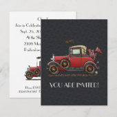 Niedliches antikes Auto Einladung (Vorne/Hinten)