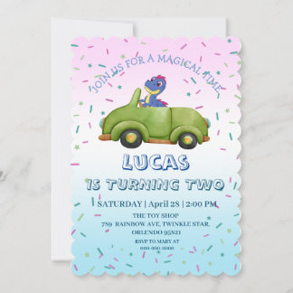 Niedliches antikes Auto Geburtstagsparty NAME Einladung