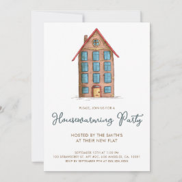 Niedliches Apartment Gebäude Wohnungsbau Party Einladung