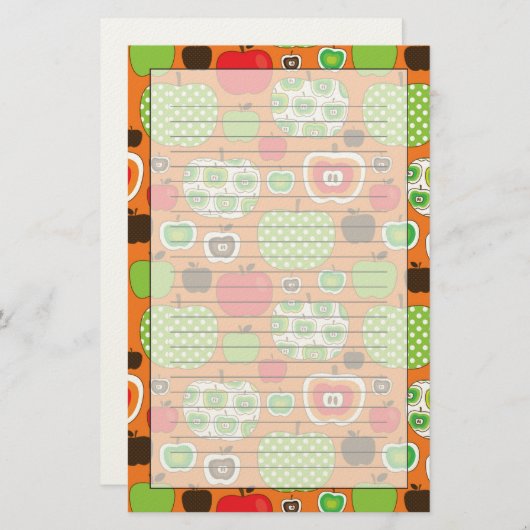 Niedliches Apfelbild Briefpapier (Vorne/Hinten)