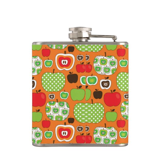 Niedliches Apfelillustrationsmuster Flachmann (Rückseite)