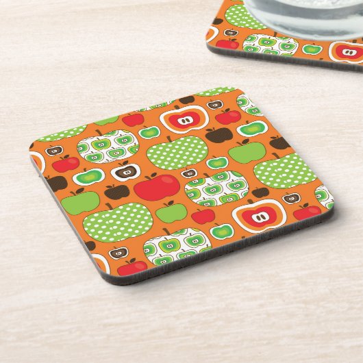 Niedliches Apfelillustrationsmuster Getränkeuntersetzer (Linke Seite)