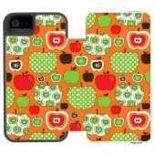 Niedliches Apfelillustrationsmuster Incipio iPhone Geldbeutel-Hülle (Folio Geöffnet)